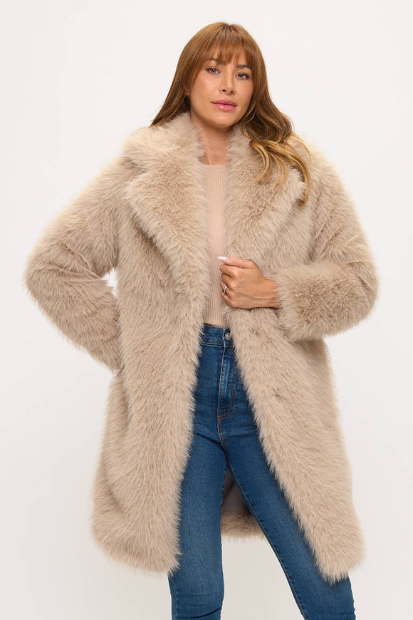 Luxe Taupe Fox Fur Coat