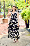 Black & White Floral Embroidered Maxi