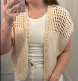 Oatmeal Open Front Knit Sleeveless Cardigan