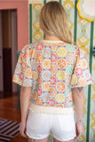 Multi Color Embroidered Puff Sleeve Top