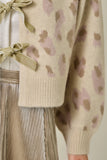 Mauve Leopard Bow Front Cardigan