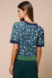 Green & Blue Leopard Print Top