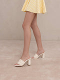 The Holland | Ivory Pearl Raffia Block Heel Mule