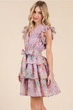 Lavender Mix Eyelet Ruffle Dress