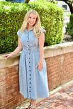 Light Denim Button Down Midi Dress