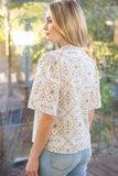 Baby Blue & Orange Pattern Top