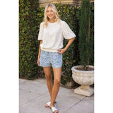 Ivory Floral Short Sleeve Top