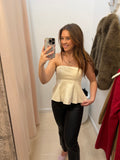 Cream Suede Pleated Tube Top