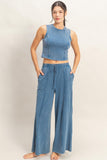 Blue Mineral Wash Tank & Pant Set