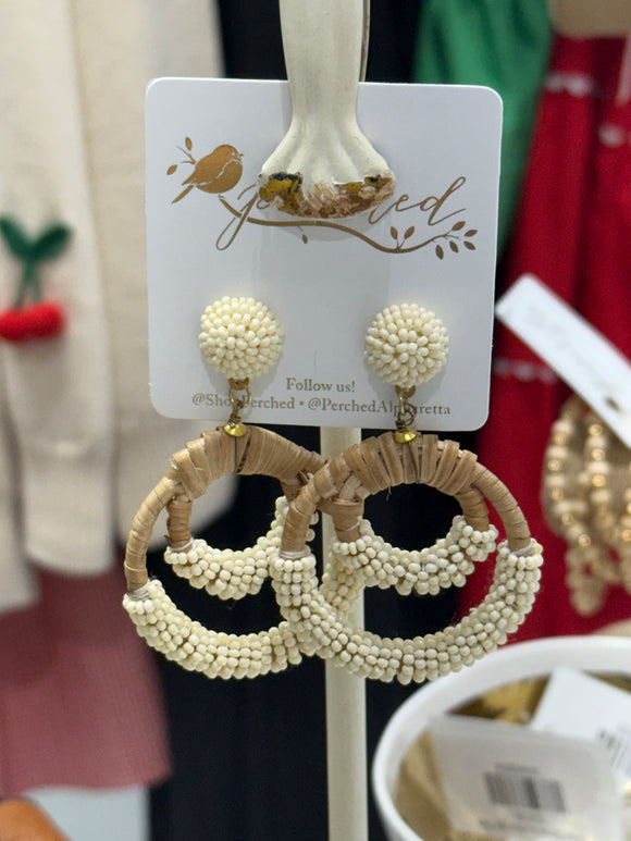 Bead Wrapped Double Hoop Earrings