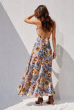 Mustard & Brown Printed Open Back Maxi