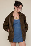 Chocolate Vegan Leather Jacket
