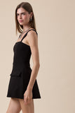 Black Double Pocket Mini Dress