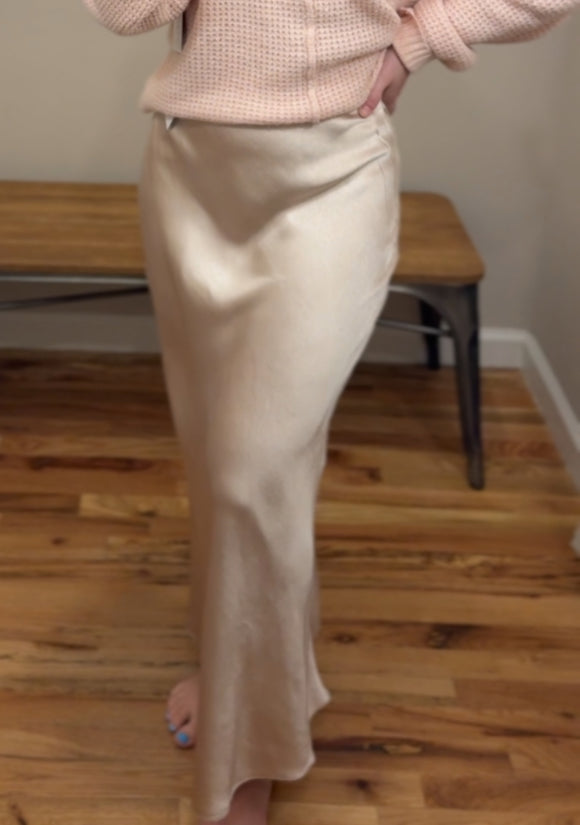 Champagne Satin Maxi Skirt