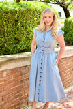 Light Denim Button Down Midi Dress