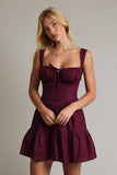 Plum Sleeveless Lace Up Mini Dress