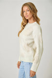 Ivory Floral Flocked Sweater