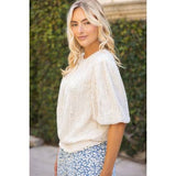 Ivory Floral Short Sleeve Top