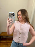 Baby Pink Button Front Vest