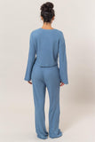 Light Blue Ribbed Long Sleeve Pant Set