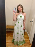 Ivory & Green Print Halter Maxi