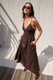 Brown Open Back Maxi Dress