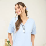 Baby Blue Notch Cuff Top