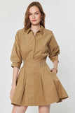 Camel Collared 3/4 Sleeve Dress