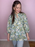 Sage Abstract Print Top
