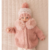 Fur Collar Rosy Cardigan Sweater 0-6 mo