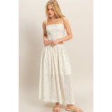 Ivory & Blue Floral Midi Dress Set