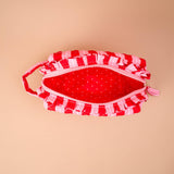Peppermint Stripes Quilted Cosmetic Pouch