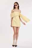 Butter Yellow Drape Shoulder Dress