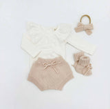 White Ruffle Collar Long sleeve bodysuit 6-12 Mo