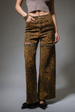 Leopard Cut-Out Rhinestone Jeans