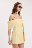 Butter Yellow Drape Shoulder Dress