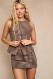 Check Mini Skirt and Vest Set