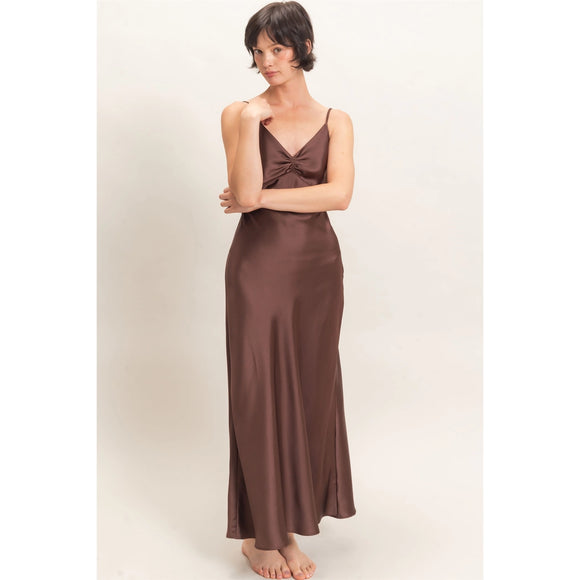 chocolate brown slip dress Satin Slender Body Dresses 51 Wedding Guest Dresses Style it as seen Color:Black Rhinestone