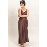 Satin Chocolate Brown Slip Dress