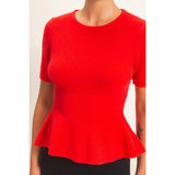 Red Knit Peplum Top