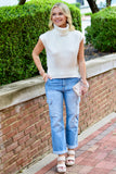 Ivory Sleeveless Turtleneck Sweater