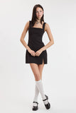 Black Side Slit Mini Dress