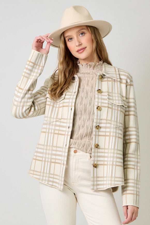 Neutral Check Pattern Shacket