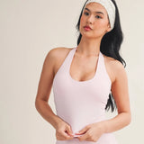Pink Scoop Neck Halter Top