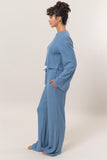 Light Blue Ribbed Long Sleeve Pant Set