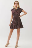 Brown Collared Polka Dot MIni Dress