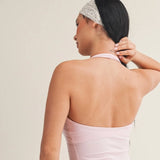 Pink Scoop Neck Halter Top