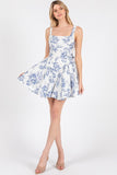 Blue Print Sleeveless Dress