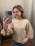 Vented Sleeve Taupe Sweater