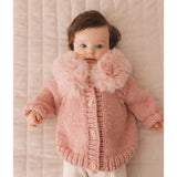 Fur Collar Rosy Cardigan Sweater 0-6 mo